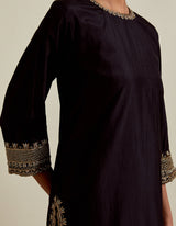 EMBROIDERED TUNIC TROUSER SET- BLACK