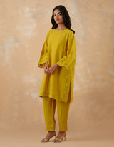 EMBROIDERED TUNIC TROUSER SET- CANARY