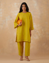EMBROIDERED TUNIC TROUSER SET- CANARY