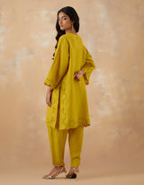 EMBROIDERED TUNIC TROUSER SET- CANARY