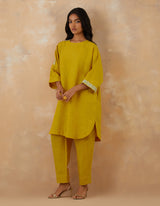 EMBROIDERED TUNIC TROUSER SET- CANARY