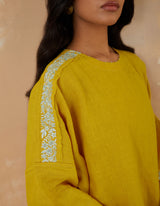 EMBROIDERED TUNIC TROUSER SET- CANARY