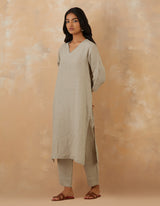 EMBROIDERED TUNIC TROUSER SET- DUNE