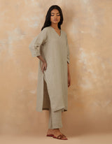EMBROIDERED TUNIC TROUSER SET- DUNE