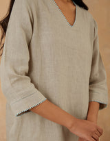 EMBROIDERED TUNIC TROUSER SET- DUNE