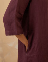 EMBROIDERED TUNIC TROUSER SET- PLUM NOIR