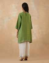 EMBROIDERED TUNIC TROUSER SET- MATCHA/VANILLA
