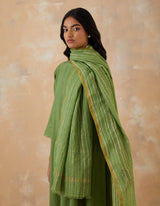 HAND EMBROIDERED DUPATTA- MATCHA