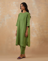 EMBROIDERED TUNIC TROUSER SET- MATCHA