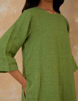 EMBROIDERED TUNIC TROUSER SET- MATCHA