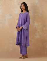 EMBROIDERED TUNIC TROUSER SET- LAVENDAR