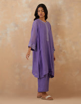 EMBROIDERED TUNIC TROUSER SET- LAVENDAR