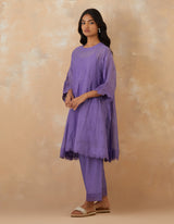 EMBROIDERED TUNIC TROUSER SET- LAVENDAR