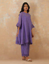 EMBROIDERED TUNIC TROUSER SET- LAVENDAR
