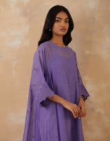EMBROIDERED TUNIC TROUSER SET- LAVENDAR