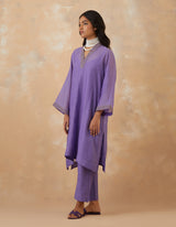 EMBROIDERED TUNIC TROUSER SET- LEVENDAR