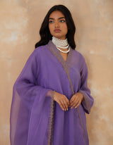 EMBROIDERED TUNIC TROUSER SET- LEVENDAR