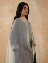 HAND EMBROIDERED DUPATTA- VANILLA