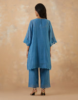 EMBROIDERED TUNIC TROUSER SET- BLUEBELL