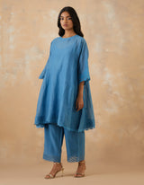 EMBROIDERED TUNIC TROUSER SET- BLUEBELL