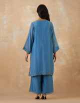 EMBROIDERED TUNIC TROUSER SET- BLUEBELL