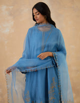 EMBROIDERED TUNIC TROUSER SET- BLUEBELL