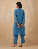 EMBROIDERED TUNIC TROUSER SET- BLUEBELL