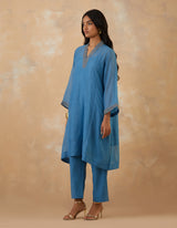 EMBROIDERED TUNIC TROUSER SET- BLUEBELL