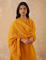 HAND EMBROIDERED DUPATTA- APRICOT