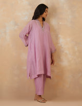 EMBROIDERED TUNIC TROUSER SET- ORCHID