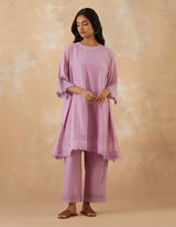 EMBROIDERED TUNIC TROUSER SET- ORCHID