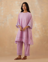 EMBROIDERED TUNIC TROUSER SET- ORCHID
