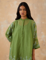 EMBROIDERED TUNIC TROUSER SET- MATCHA