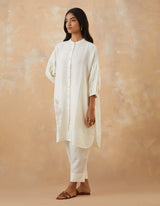 EMBROIDERED TUNIC TROUSER SET- VANILLA