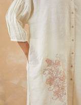 EMBROIDERED TUNIC TROUSER SET- VANILLA