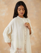 EMBROIDERED TUNIC TROUSER SET- VANILLA