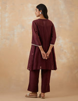 EMBROIDERED TUNIC TROUSER SET- PLUM NOIR