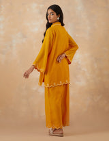 EMBROIDERED TUNIC TROUSER SET- APRICOT