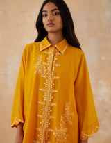 EMBROIDERED TUNIC TROUSER SET- APRICOT