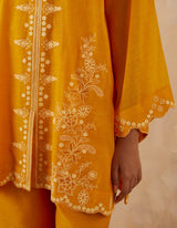 EMBROIDERED TUNIC TROUSER SET- APRICOT