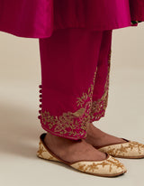 EMBROIDERED TUNIC TROUSER SET- FUSCHIA