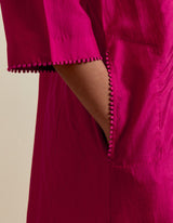 EMBROIDERED TUNIC TROUSER SET- FUSCHIA