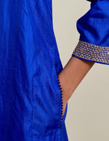 EMBROIDERED TUNIC TROUSER SET- COBALT BLUE