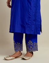 EMBROIDERED TUNIC TROUSER SET- COBALT BLUE
