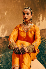 HAND-EMBROIDERED TUNIC & PANTS SET- BURNT ORANGE