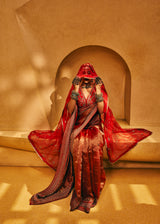 EMBROIDERED SAREE- BURNT ORANGE