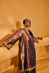 EMBROIDERED TUNIC TROUSER SET- PURPLE