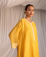 EMBROIDERED TUNIC TROUSER SET- MANGO YELLOW