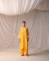 EMBROIDERED TUNIC TROUSER SET-MANGO YELLOW