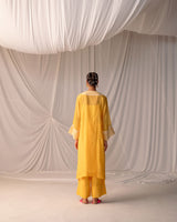 EMBROIDERED TUNIC TROUSER SET-MANGO YELLOW